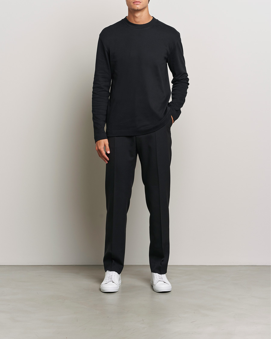Mies | T-paidat | Sunspel | Heavy Weight Supima Cotton Long Sleeve T-Shirt Black