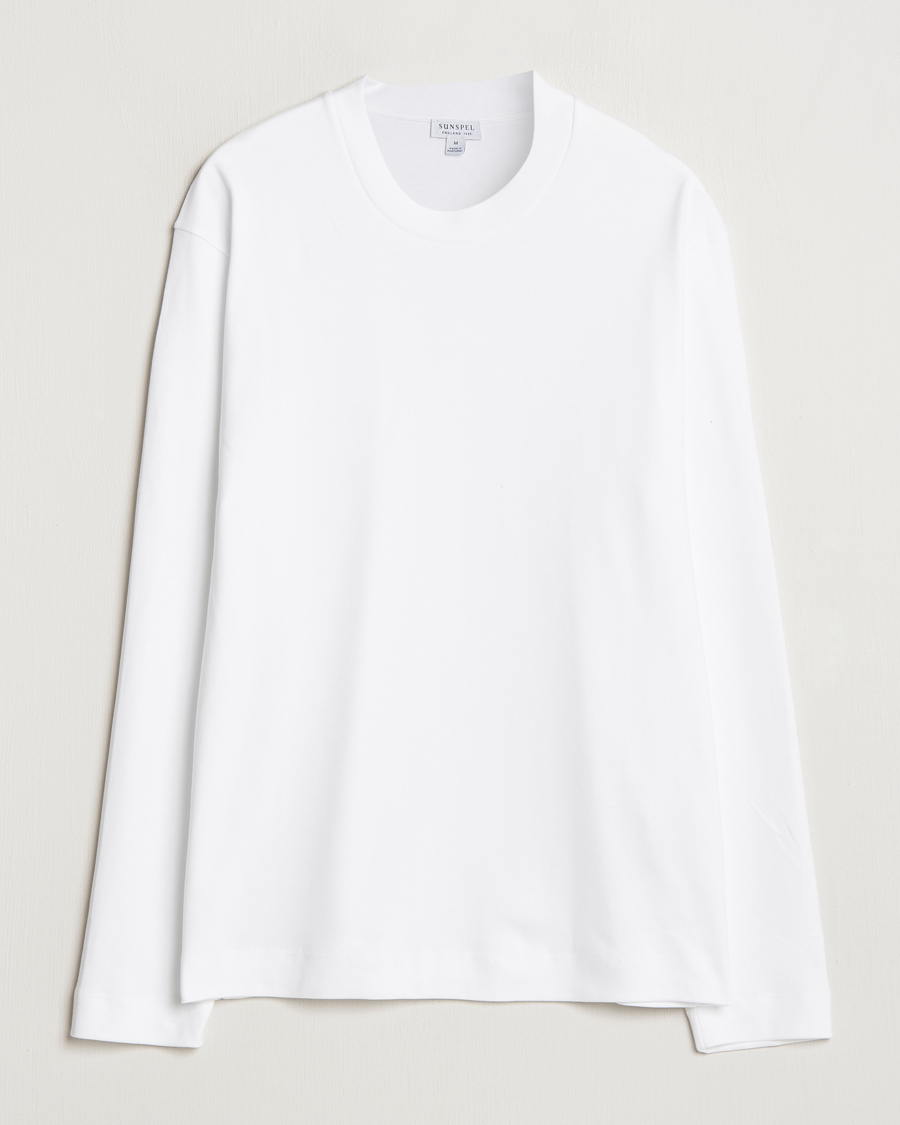 Mies | T-paidat | Sunspel | Heavy Weight Supima Cotton Long Sleeve T-Shirt White