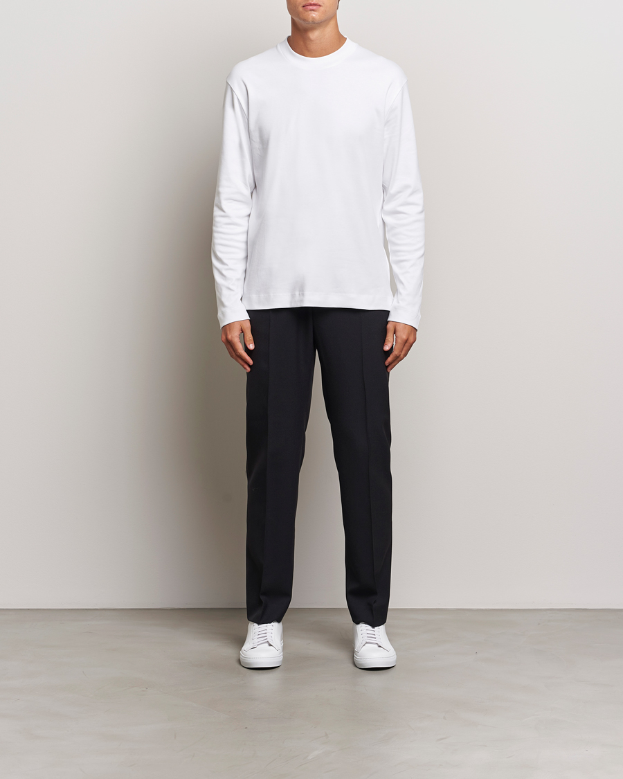 Mies | T-paidat | Sunspel | Heavy Weight Supima Cotton Long Sleeve T-Shirt White