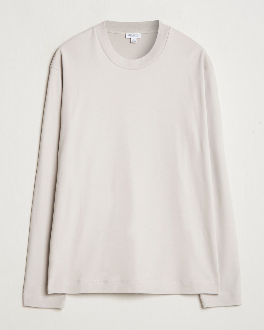 Mies | T-paidat | Sunspel | Heavyweight Mock Neck Long Sleeve T-Shirt Putty
