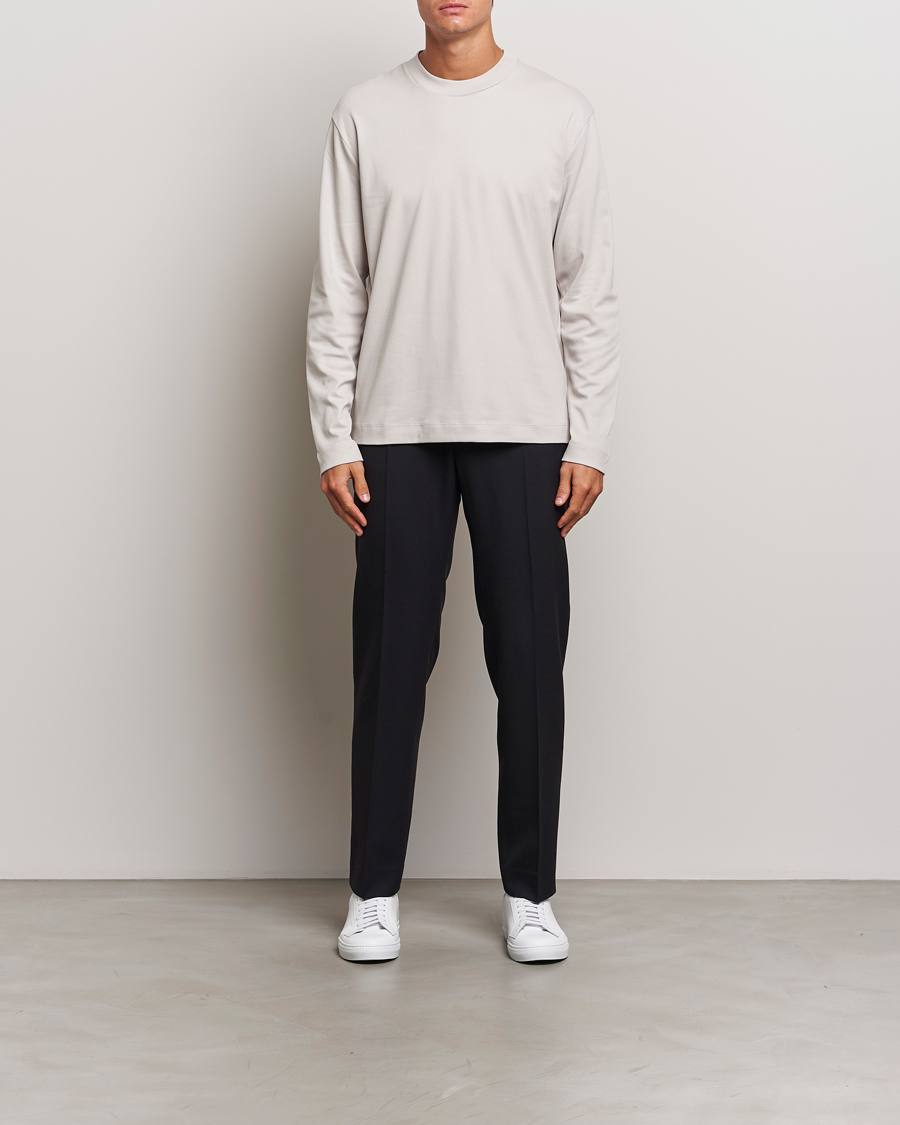Mies | T-paidat | Sunspel | Heavyweight Mock Neck Long Sleeve T-Shirt Putty