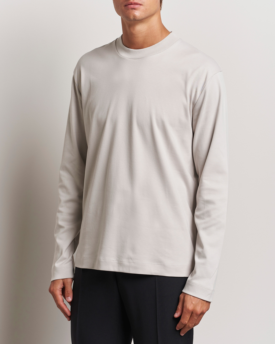Mies | T-paidat | Sunspel | Heavyweight Mock Neck Long Sleeve T-Shirt Putty