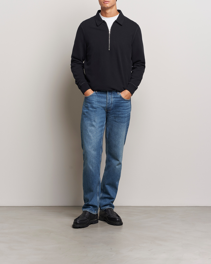 Mies | Puserot | Sunspel | Zip Loopback Sweatshirt Polo Black