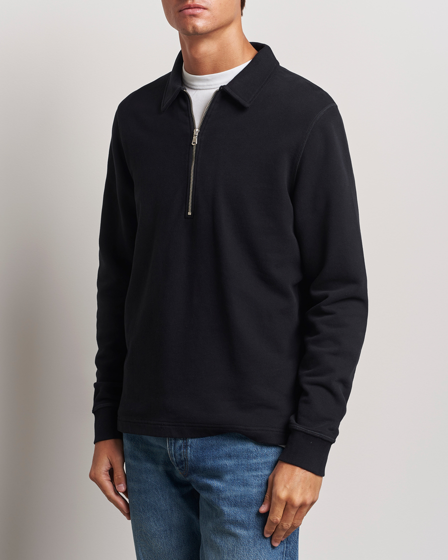 Mies | Puserot | Sunspel | Zip Loopback Sweatshirt Polo Black