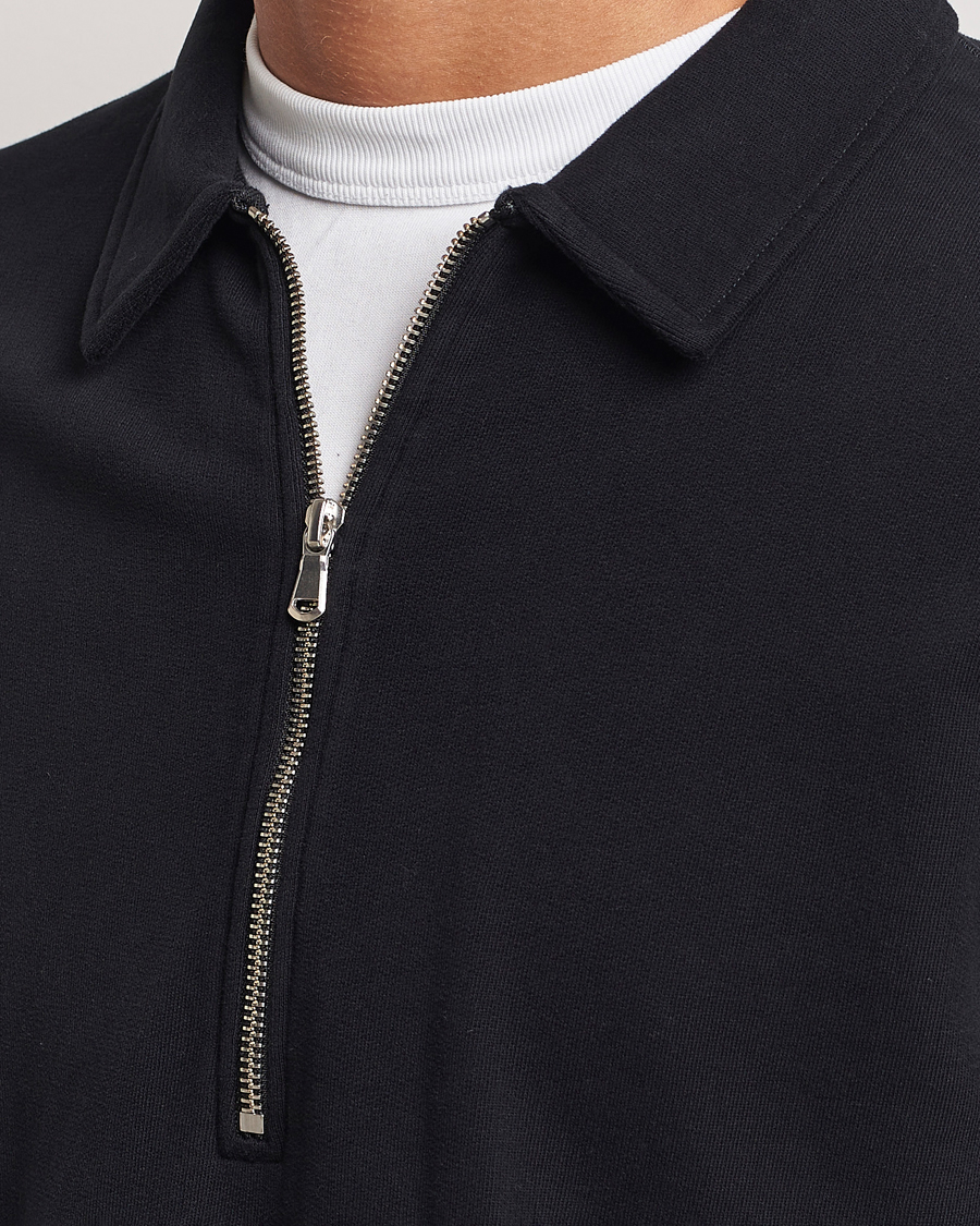 Mies | Puserot | Sunspel | Zip Loopback Sweatshirt Polo Black
