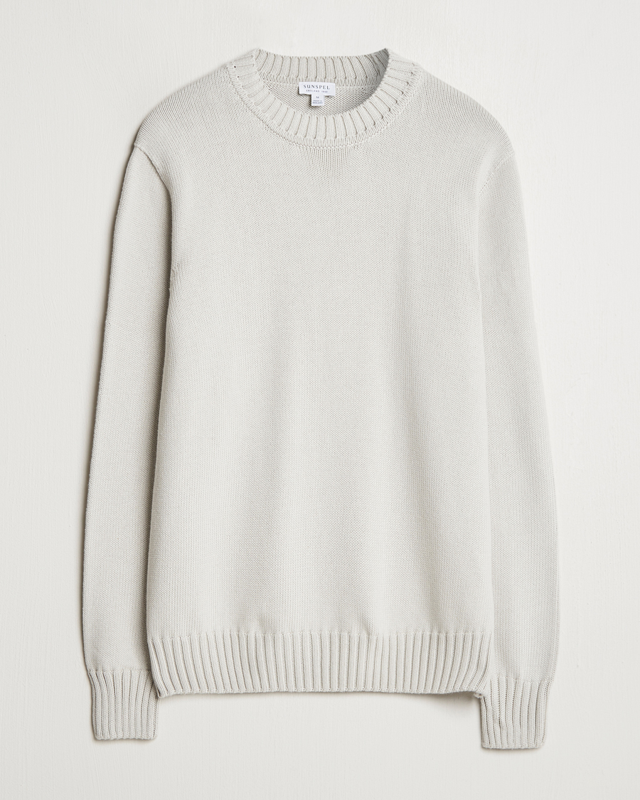 Mies | Puserot | Sunspel | Mid Weight Cotton Crew Putty