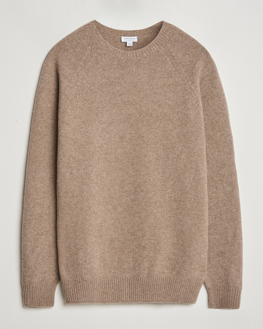 Mies | Puserot | Sunspel | Lambswool Crewneck Sandstone
