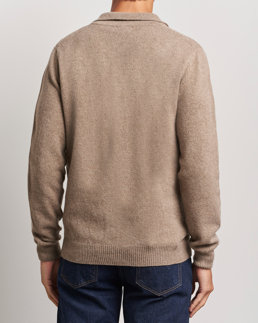 Mies | Puserot | Sunspel | Lambswool Poloshirt Sandstone