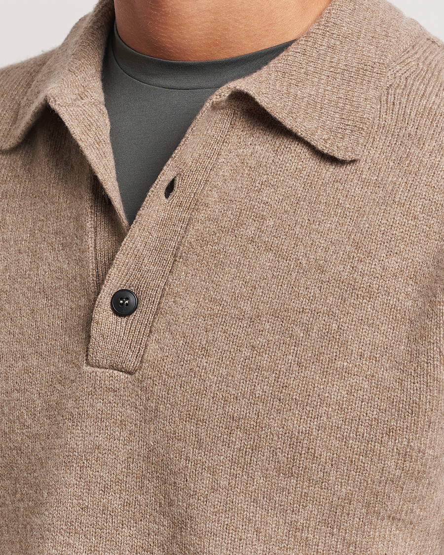 Mies | Puserot | Sunspel | Lambswool Poloshirt Sandstone