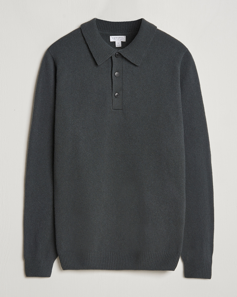 Mies | Puserot | Sunspel | Lambswool Poloshirt Drill Green