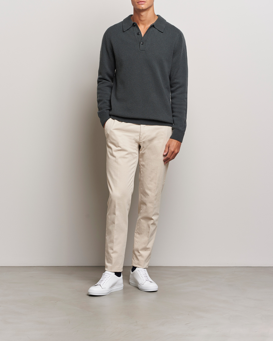 Mies | Puserot | Sunspel | Lambswool Poloshirt Drill Green