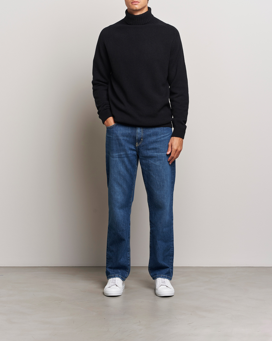 Mies | Puserot | Sunspel | Lambswool Poloshirt Black