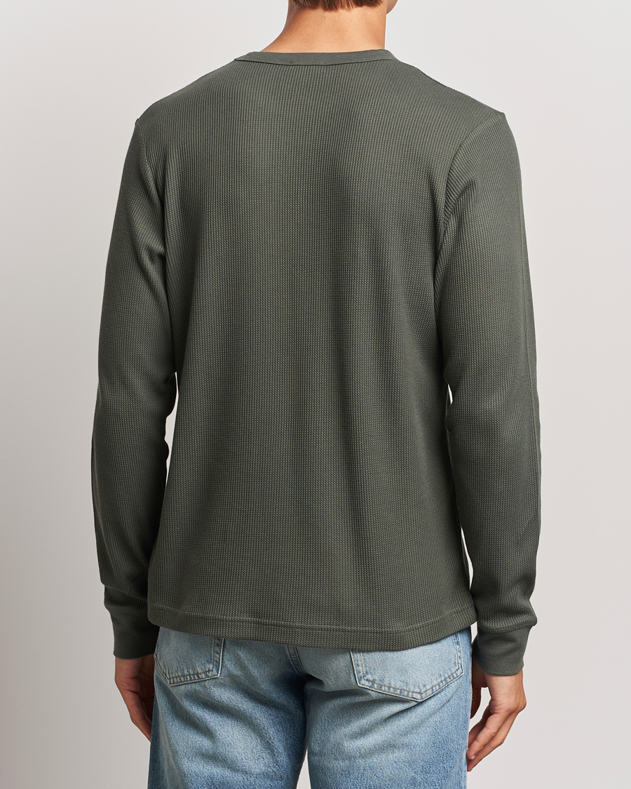 Mies | T-paidat | Sunspel | Long Sleeve Waffle T-Shirt Drill Green
