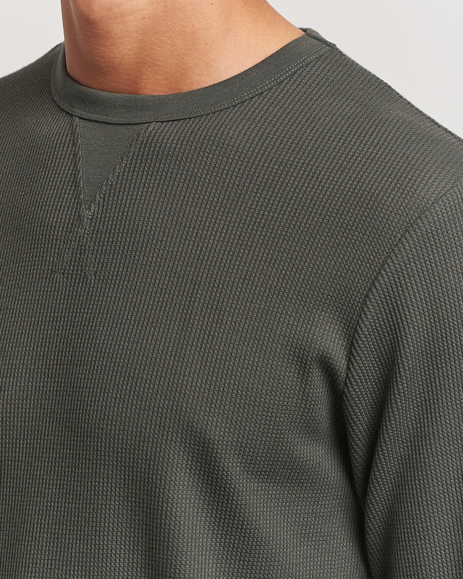 Mies | T-paidat | Sunspel | Long Sleeve Waffle T-Shirt Drill Green