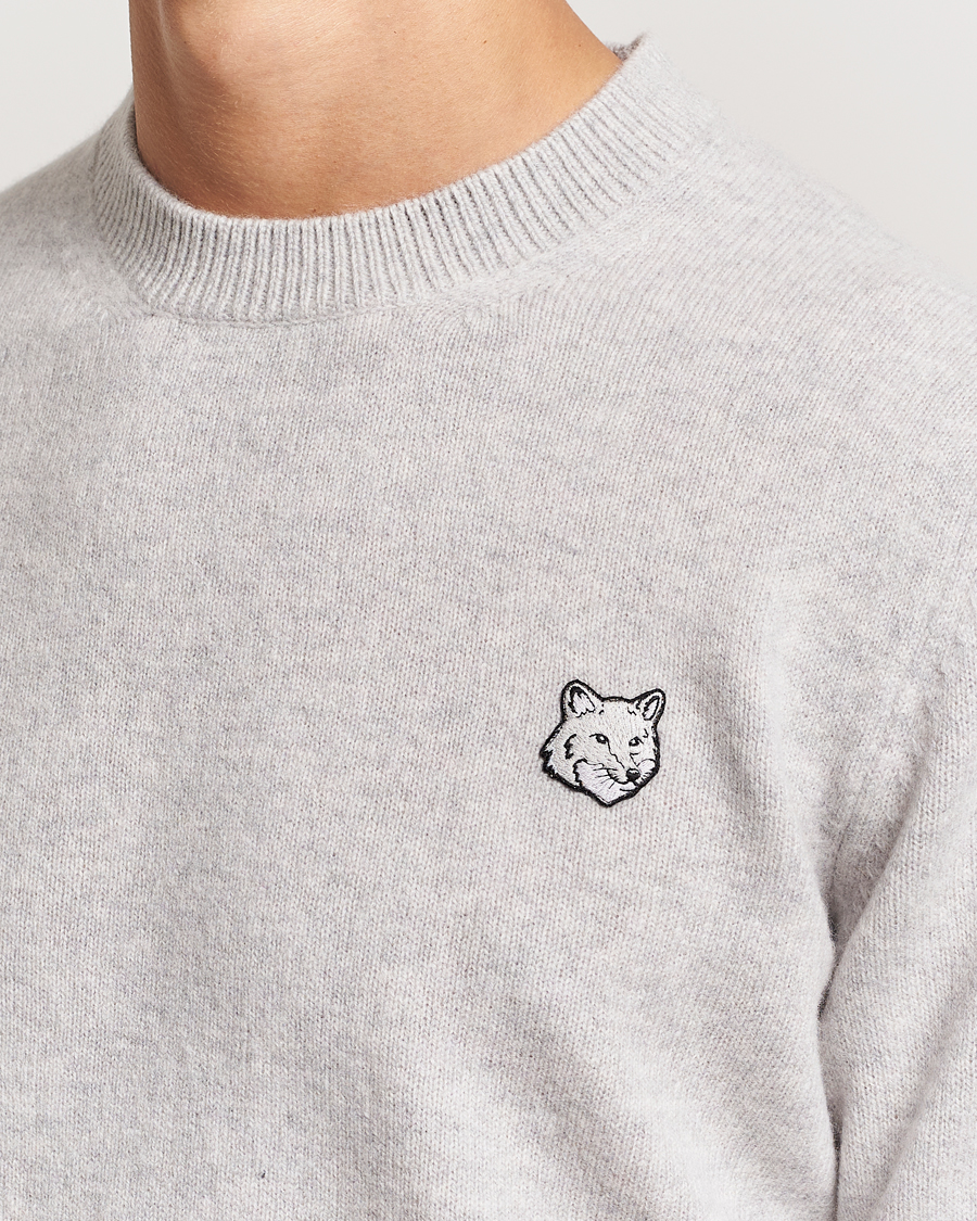 Mies | Puserot | Maison Kitsuné | Bold Fox Lambswool Crew Neck Light Grey Melange