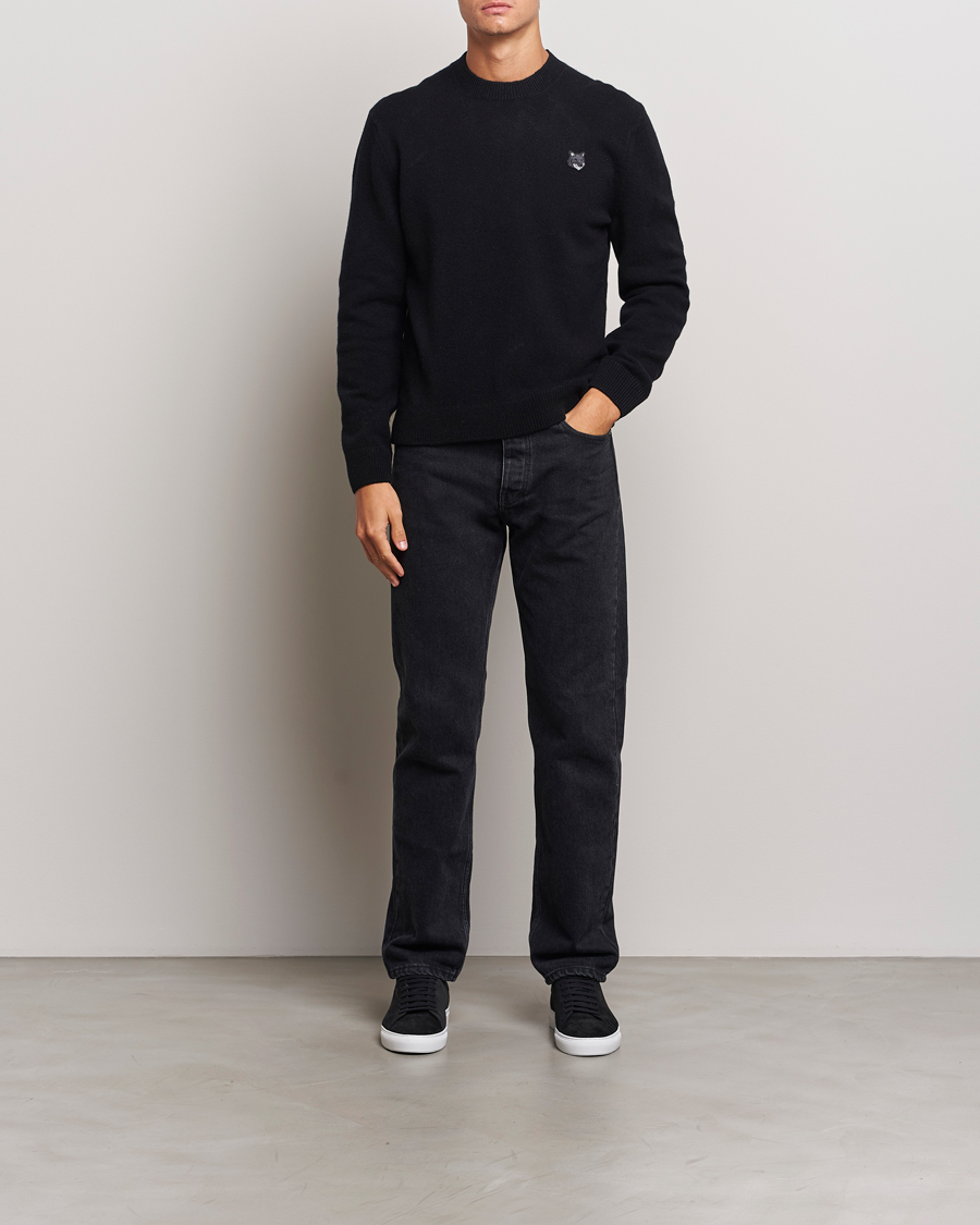 Mies | Puserot | Maison Kitsuné | Bold Fox Lambswool Crew Neck Black