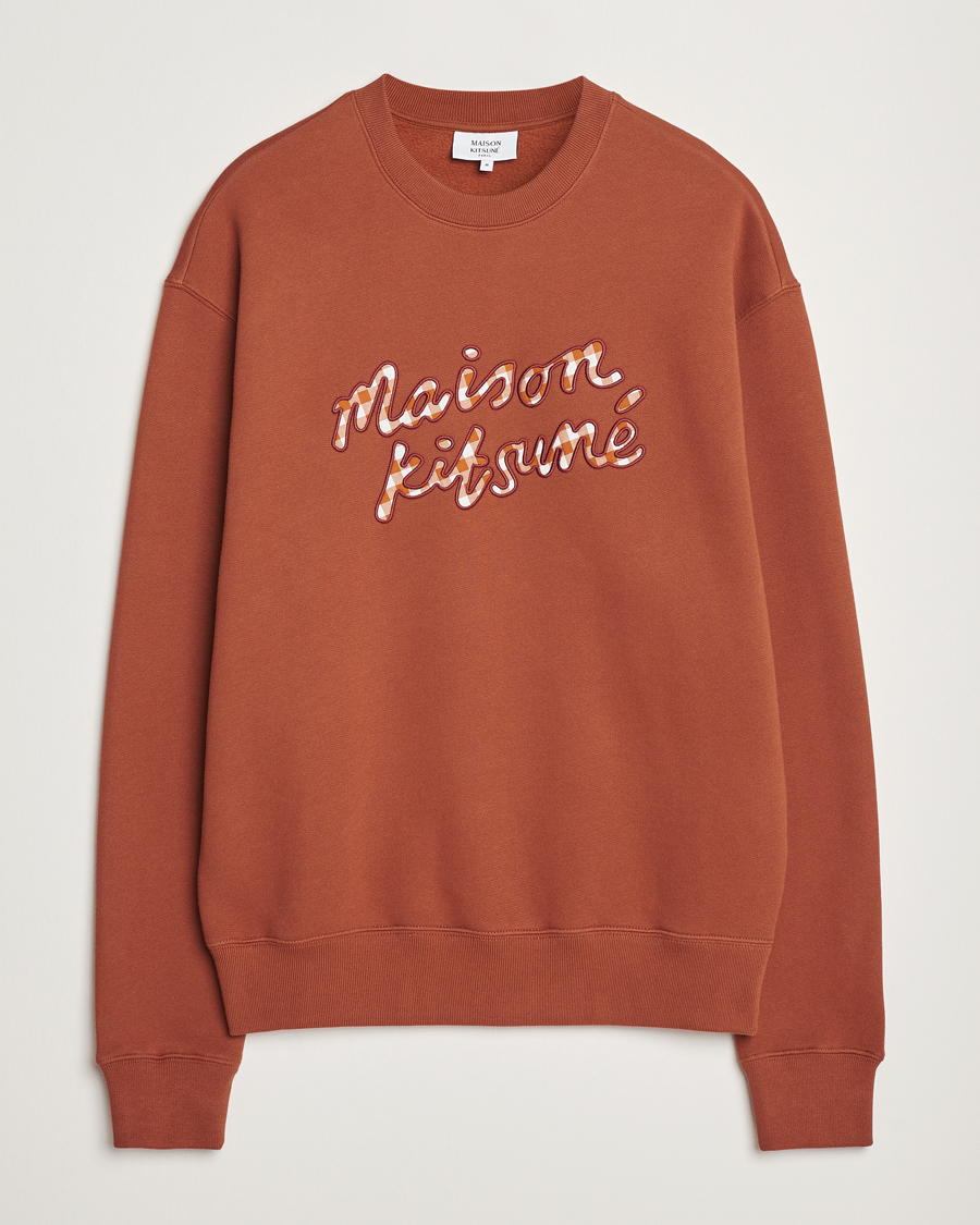 Mies | Puserot | Maison Kitsuné | Gingham Handwriting Sweatshirt Pecan