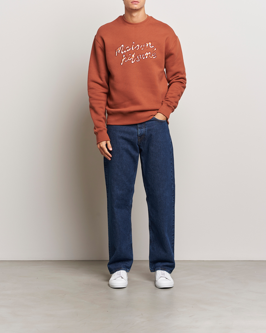Mies | Puserot | Maison Kitsuné | Gingham Handwriting Sweatshirt Pecan