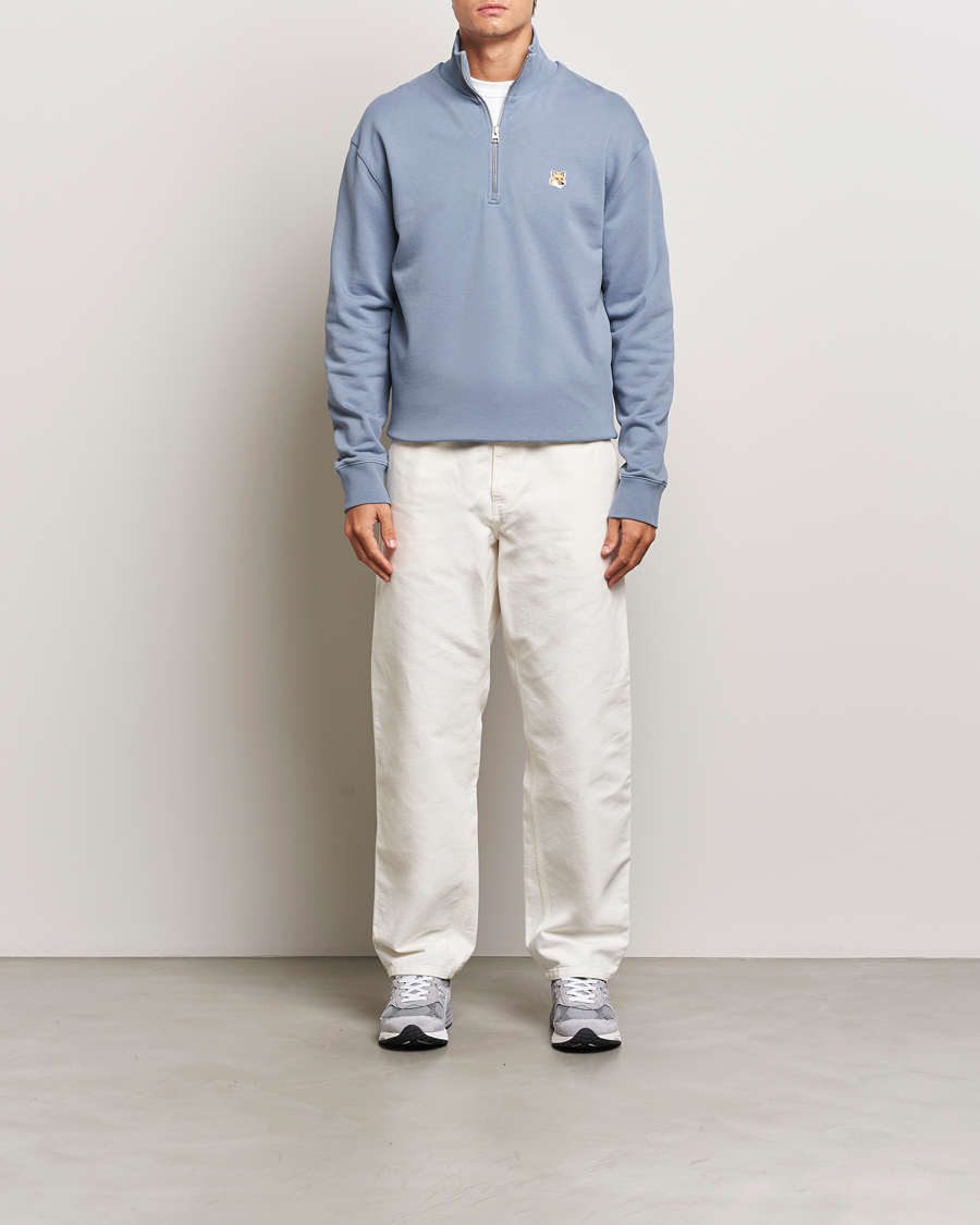 Mies | Puserot | Maison Kitsuné | Fox Head Half Zip Sweatshirt Moonlight Blue