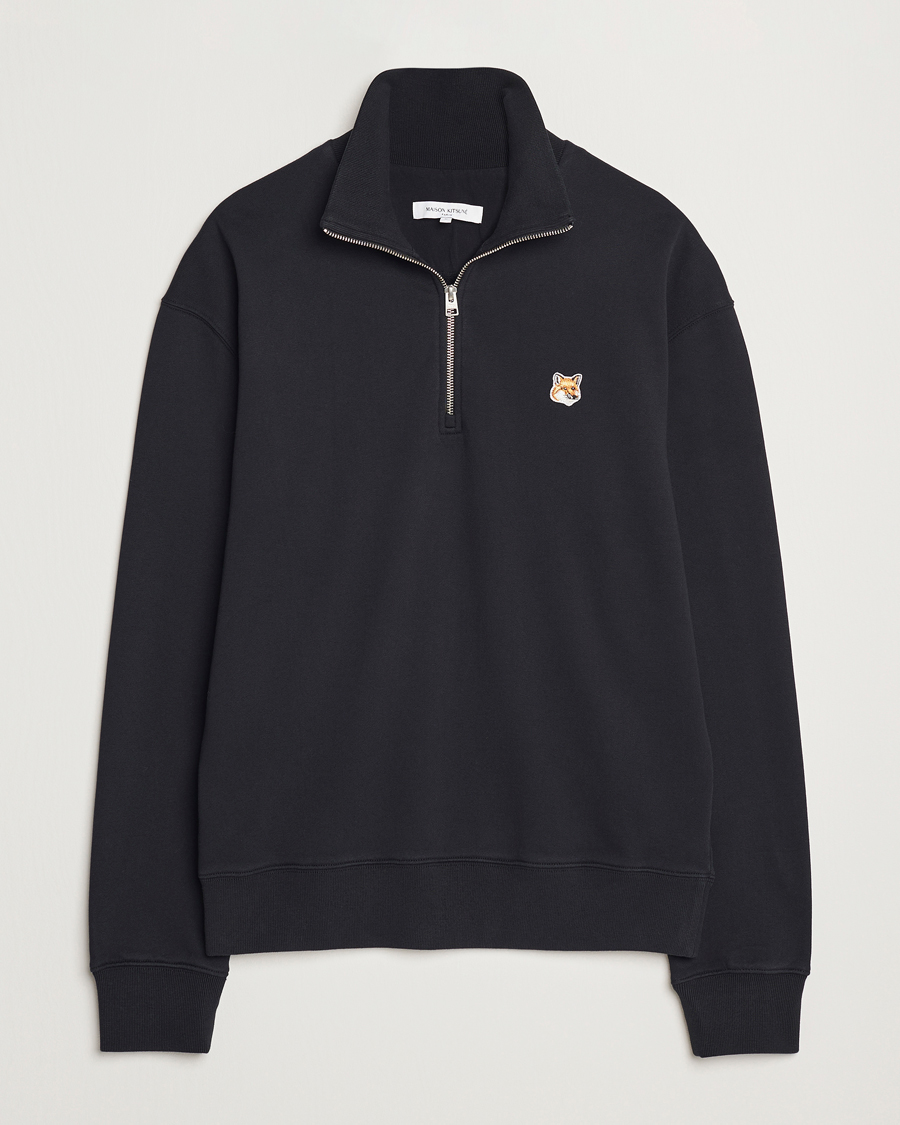 Mies | Puserot | Maison Kitsuné | Fox Head Half Zip Sweatshirt Black