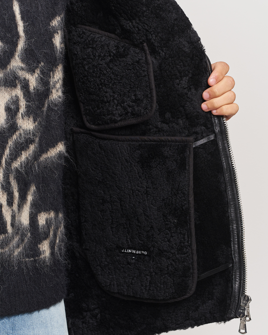 Mies | Takit | J.Lindeberg | Sutton Shearling Jacket Black