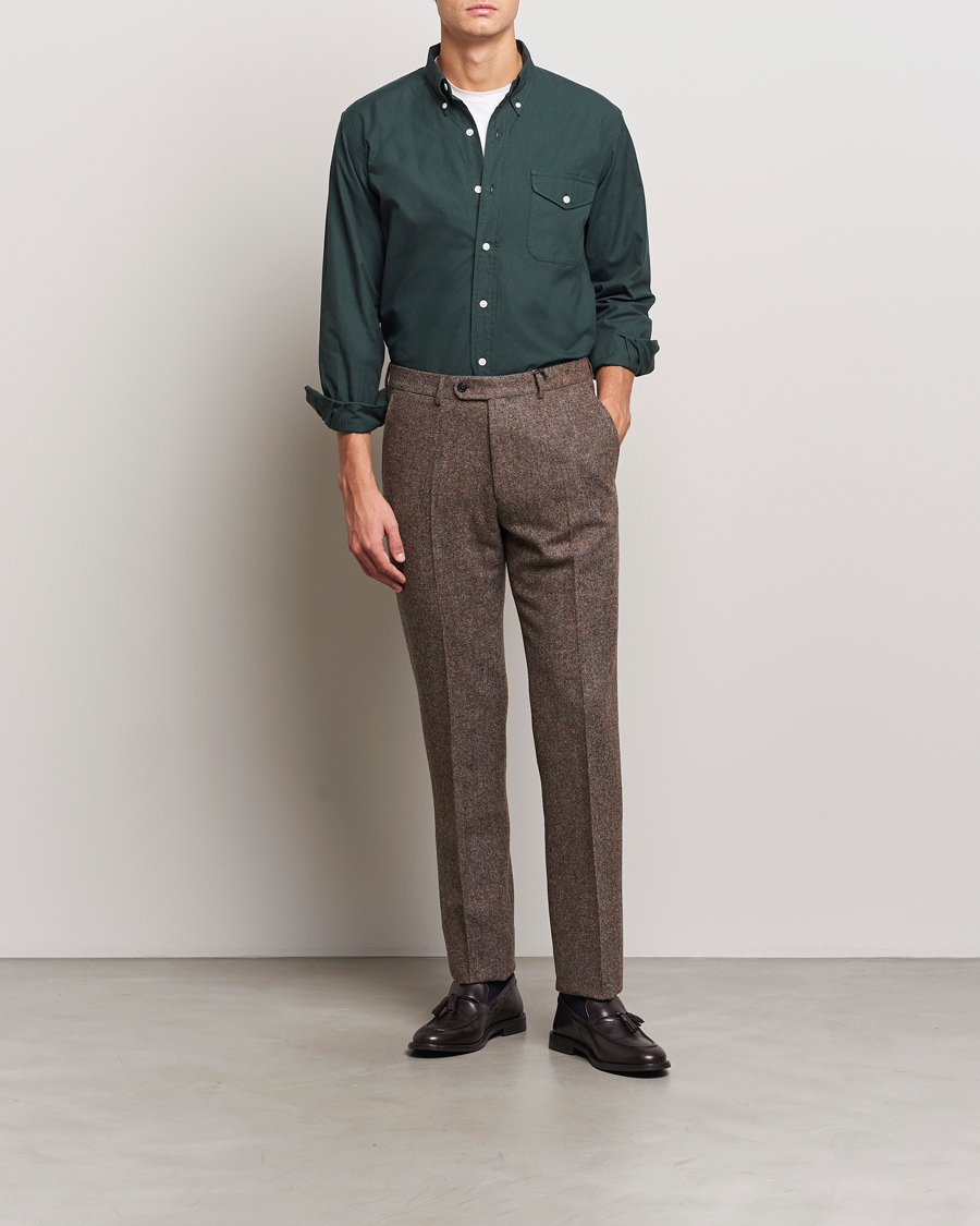 Mies | Kauluspaidat | Kamakura Shirts | Vintage Ivy Flap Pocket Shirt Dark Green