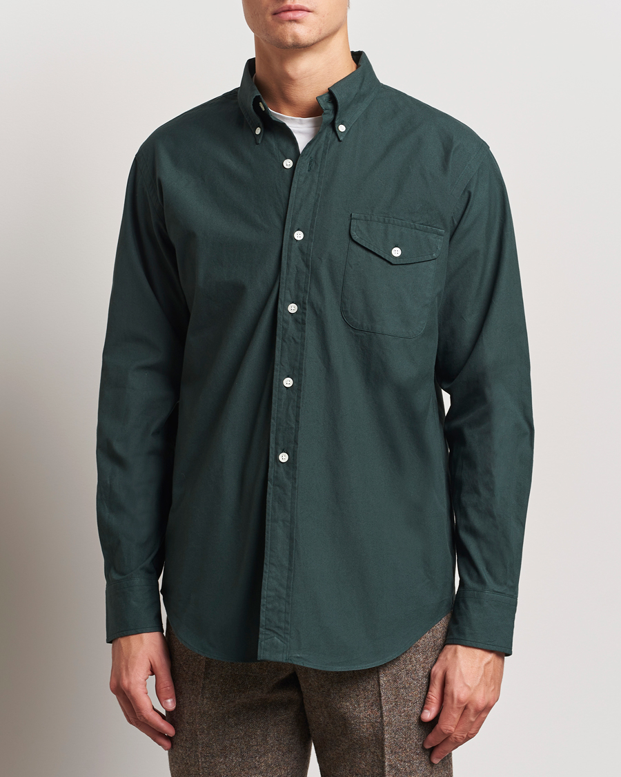 Mies | Kauluspaidat | Kamakura Shirts | Vintage Ivy Flap Pocket Shirt Dark Green