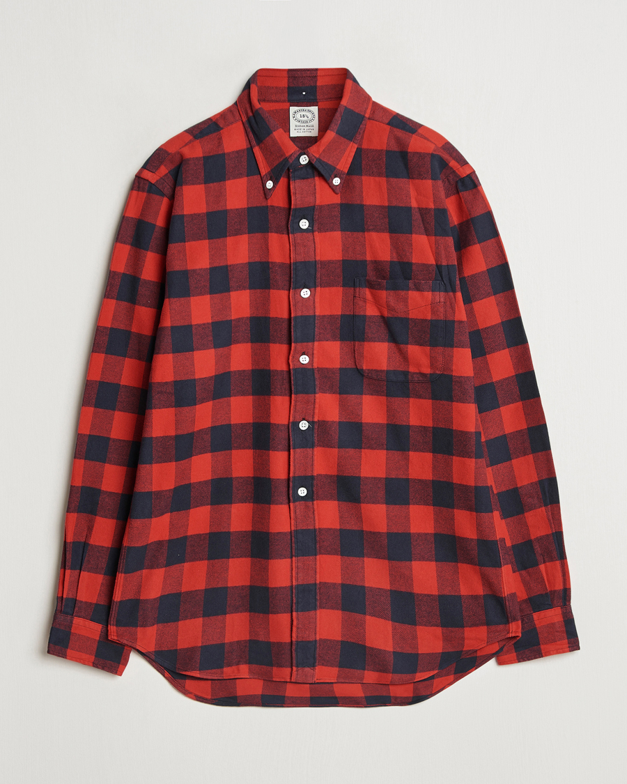 Mies | Kauluspaidat | Kamakura Shirts | Vintage Ivy Buffalo Check Flannel Shirt Red