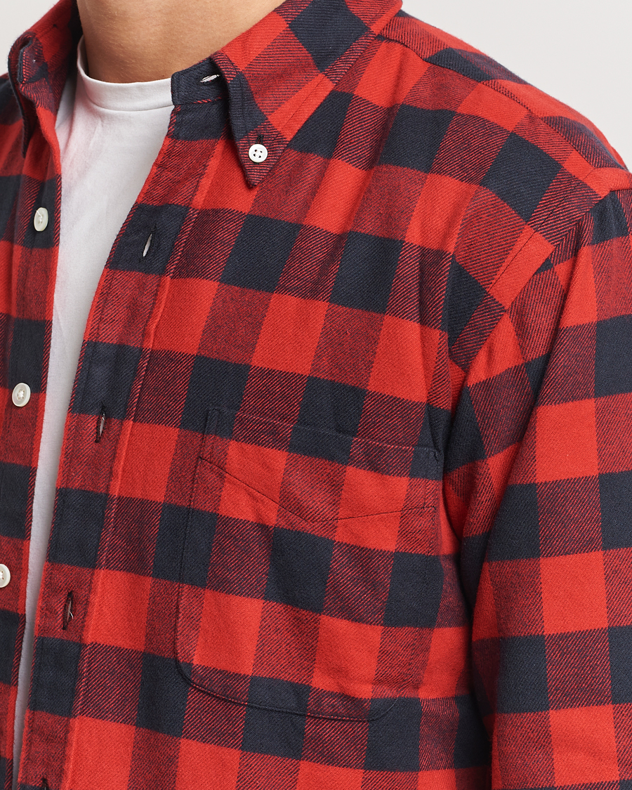 Mies | Kauluspaidat | Kamakura Shirts | Vintage Ivy Buffalo Check Flannel Shirt Red