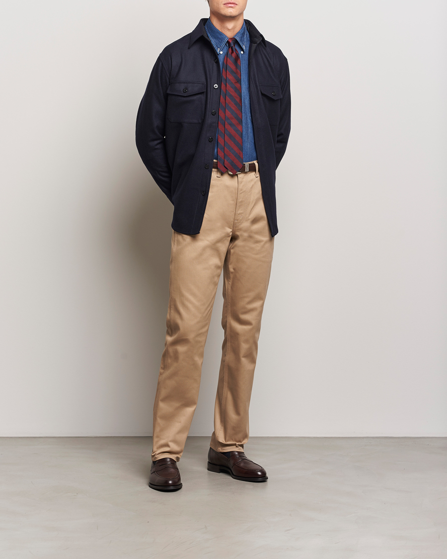 Mies | Kauluspaidat | Kamakura Shirts | Wool Flannel CPO Shirt Navy