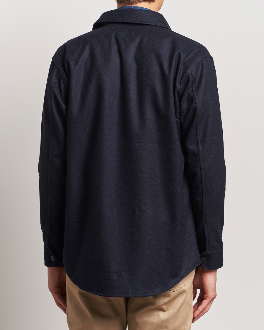 Mies | Kauluspaidat | Kamakura Shirts | Wool Flannel CPO Shirt Navy