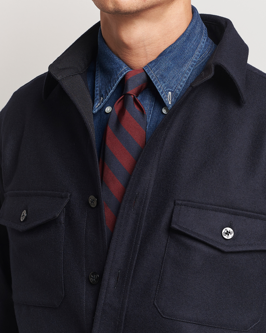 Mies | Kamakura Shirts Vintage Ivy Regimental Stripe Silk Tie Navy/Burgundy | Kamakura Shirts | Vintage Ivy Regimental Stripe Silk Tie Navy/Burgundy