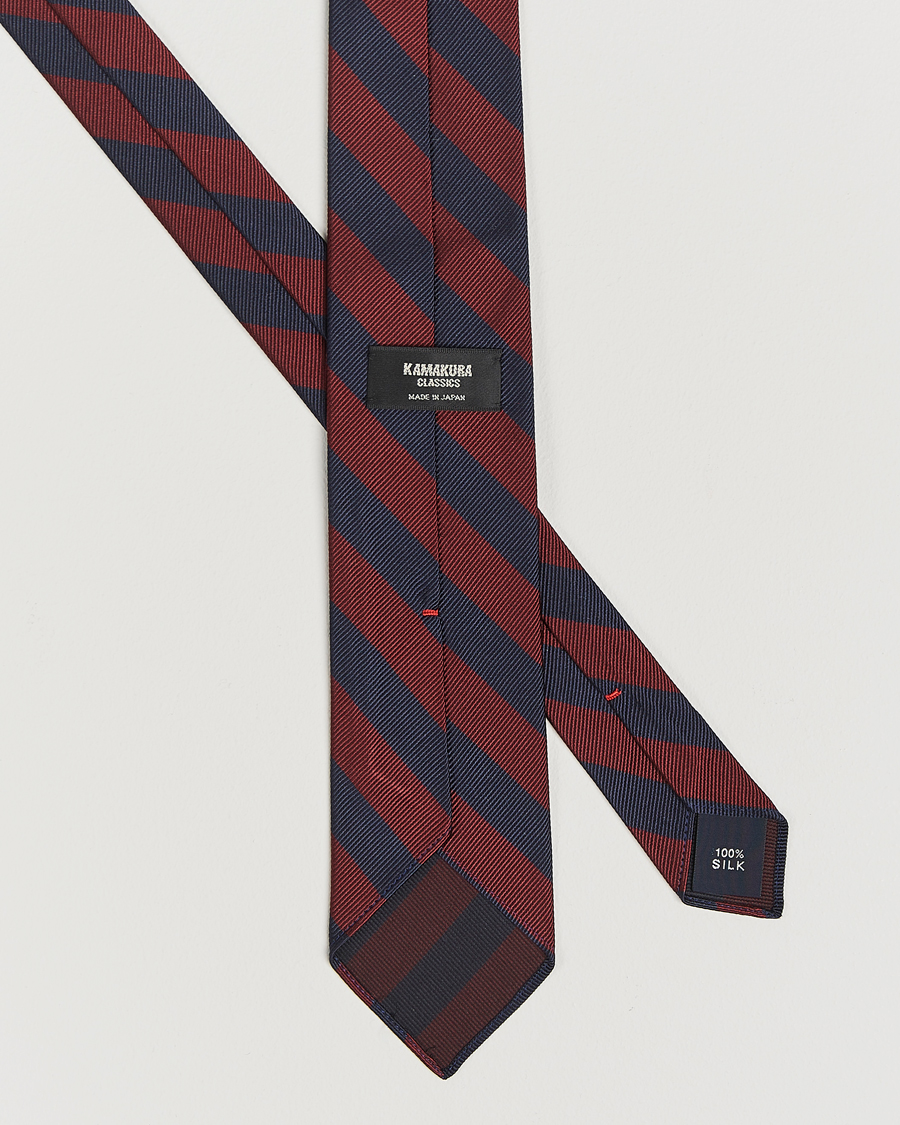 Mies | Kamakura Shirts Vintage Ivy Regimental Stripe Silk Tie Navy/Burgundy | Kamakura Shirts | Vintage Ivy Regimental Stripe Silk Tie Navy/Burgundy
