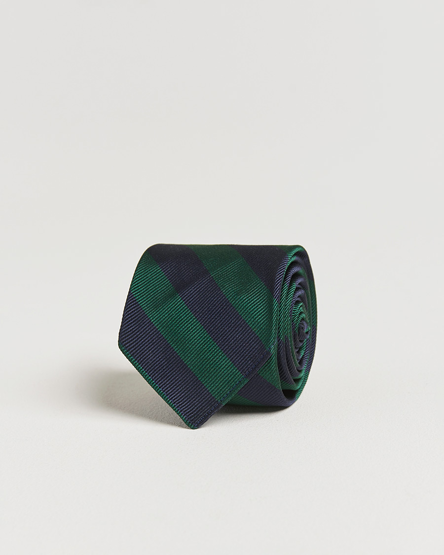 Mies | Kamakura Shirts Vintage Ivy Regimental Stripe Silk Tie Navy/Green | Kamakura Shirts | Vintage Ivy Regimental Stripe Silk Tie Navy/Green