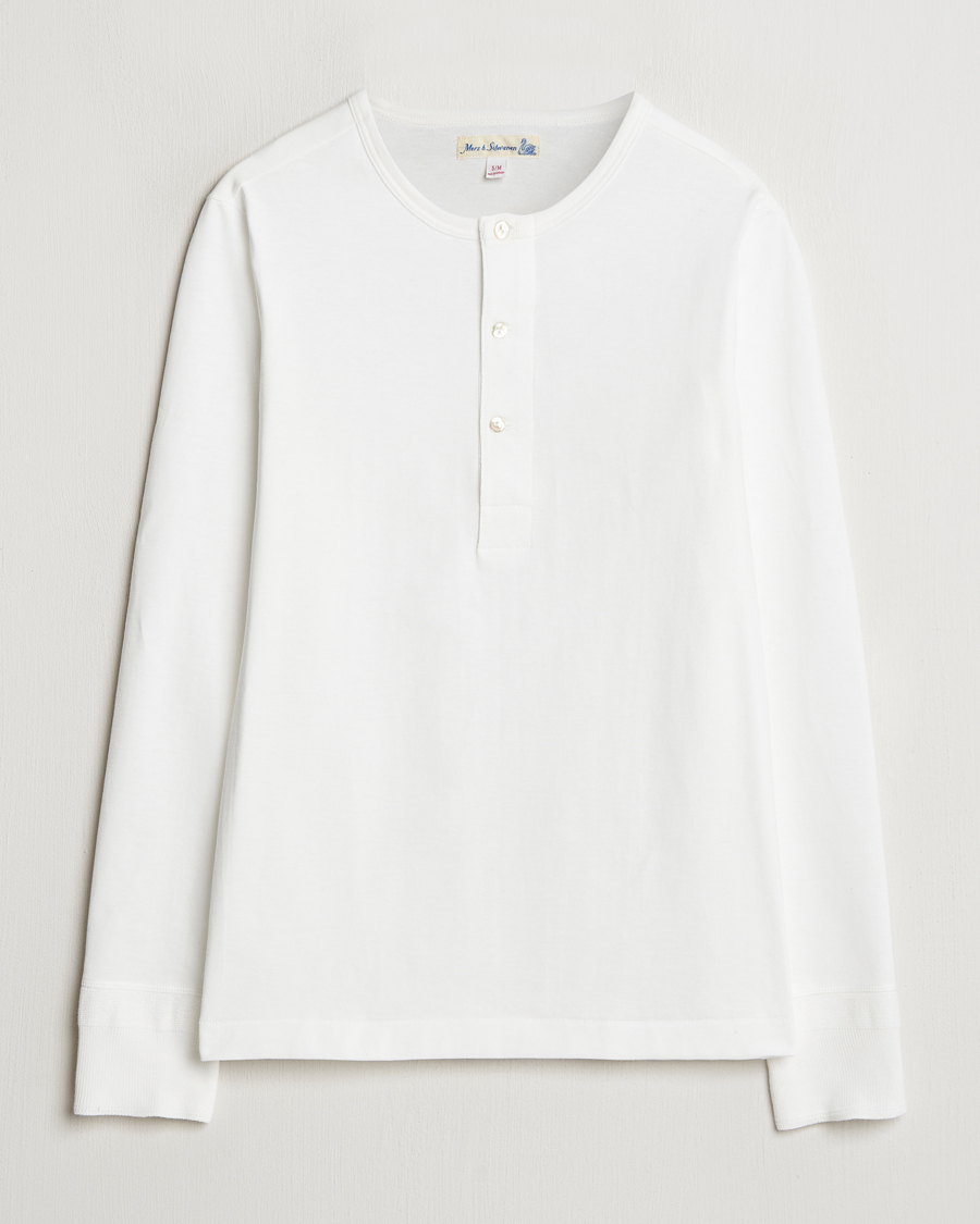 Mies | Puserot | Merz b. Schwanen | Classic Organic Cotton Henley Sweater White