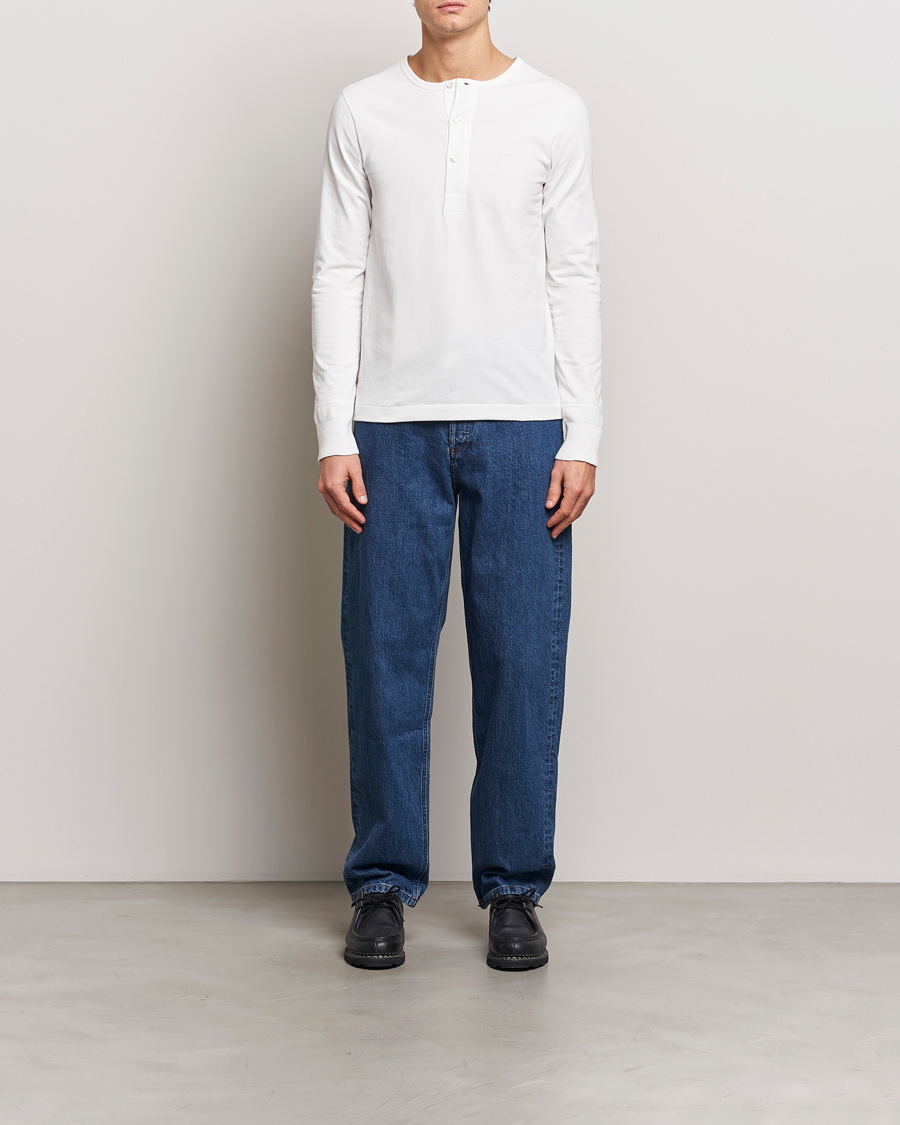 Mies | Puserot | Merz b. Schwanen | Classic Organic Cotton Henley Sweater White