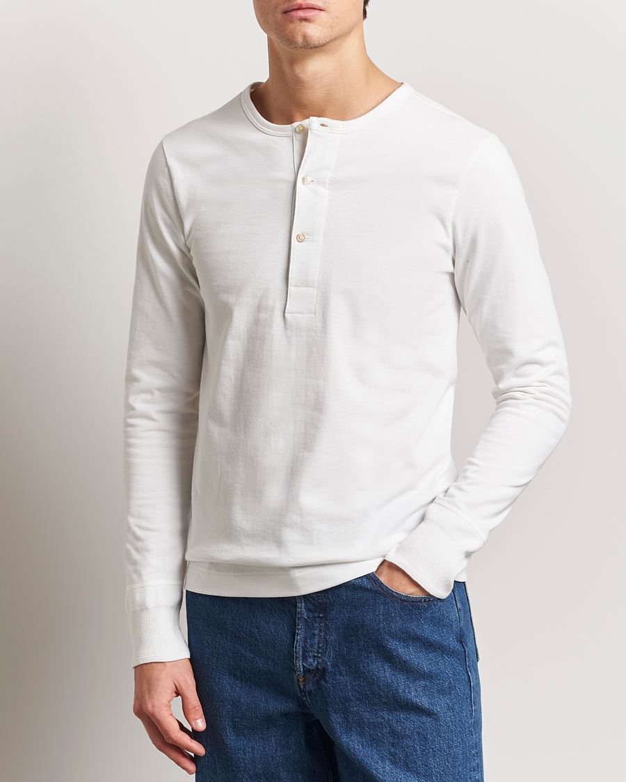 Mies | Puserot | Merz b. Schwanen | Classic Organic Cotton Henley Sweater White