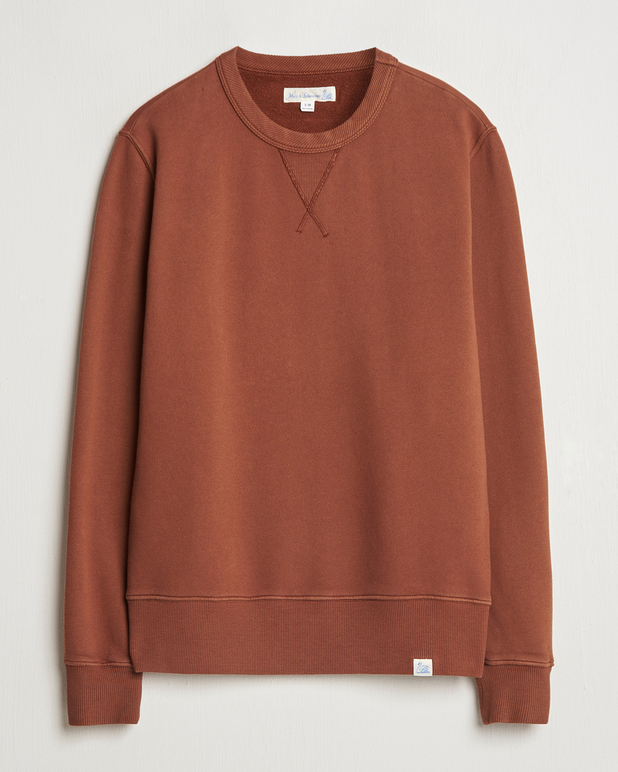 Mies | Puserot | Merz b. Schwanen | Vintage Fleece Crew Neck Sweatshirt Chestnut