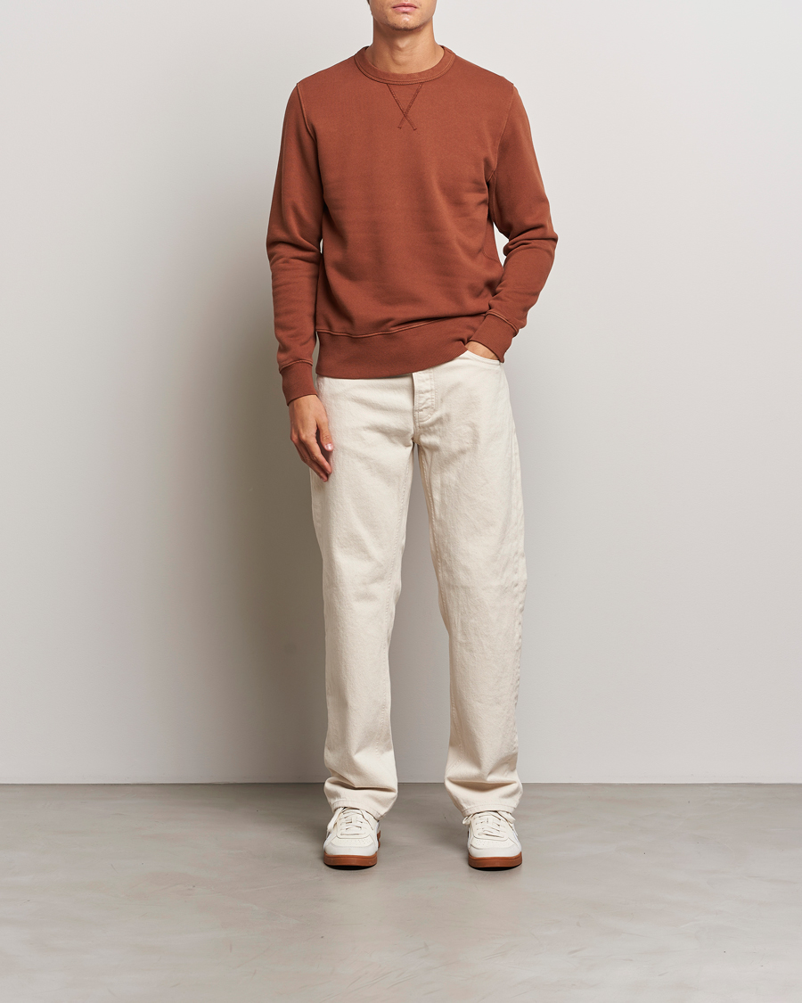 Mies | Puserot | Merz b. Schwanen | Vintage Fleece Crew Neck Sweatshirt Chestnut