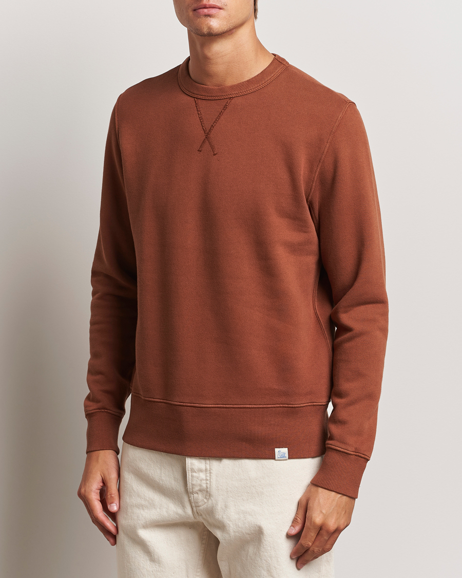 Mies | Puserot | Merz b. Schwanen | Vintage Fleece Crew Neck Sweatshirt Chestnut