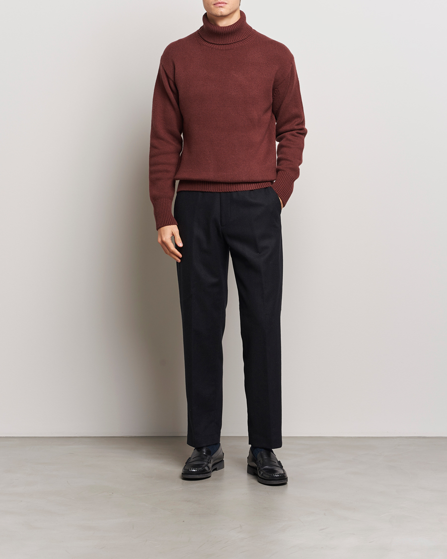 Mies | Puserot | Merz b. Schwanen | Merino/Cashmere Rollneck Bark Brown
