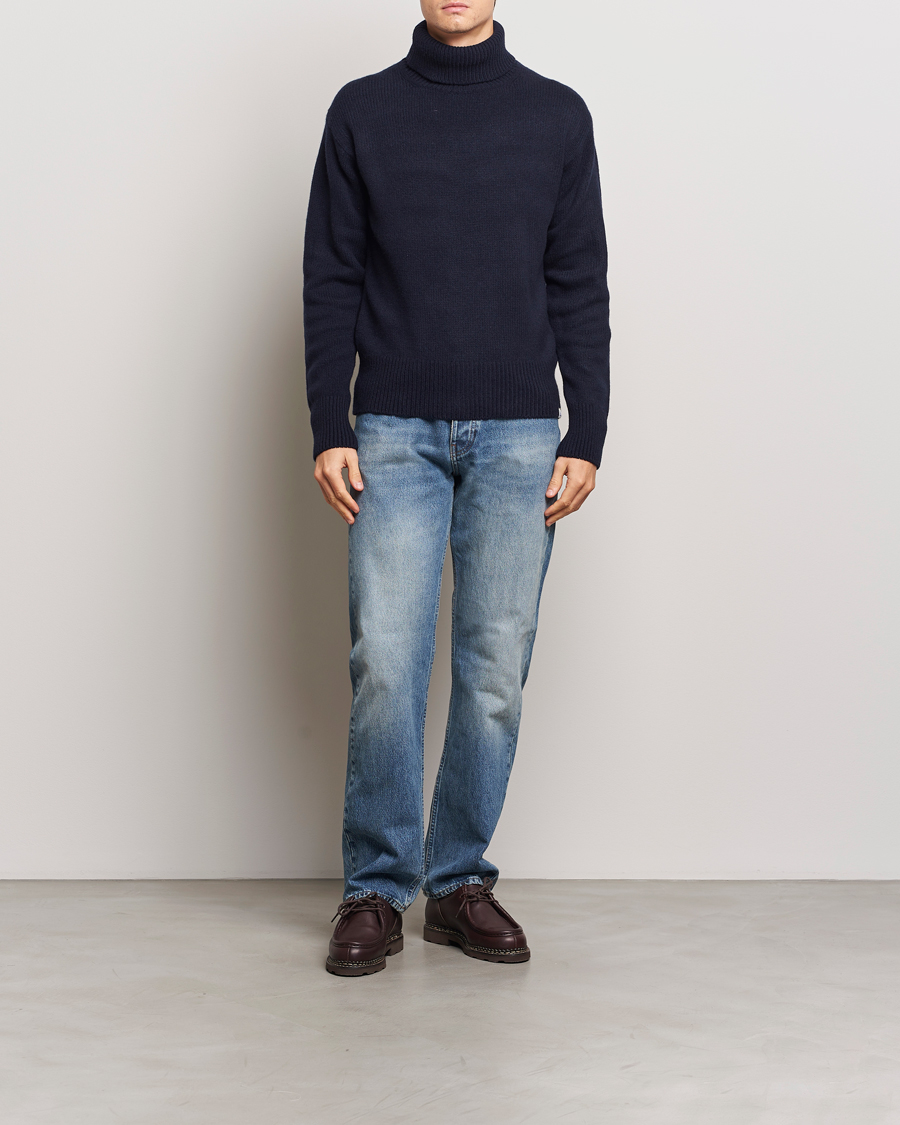 Mies | Puserot | Merz b. Schwanen | Merino/Cashmere Rollneck Dark Navy
