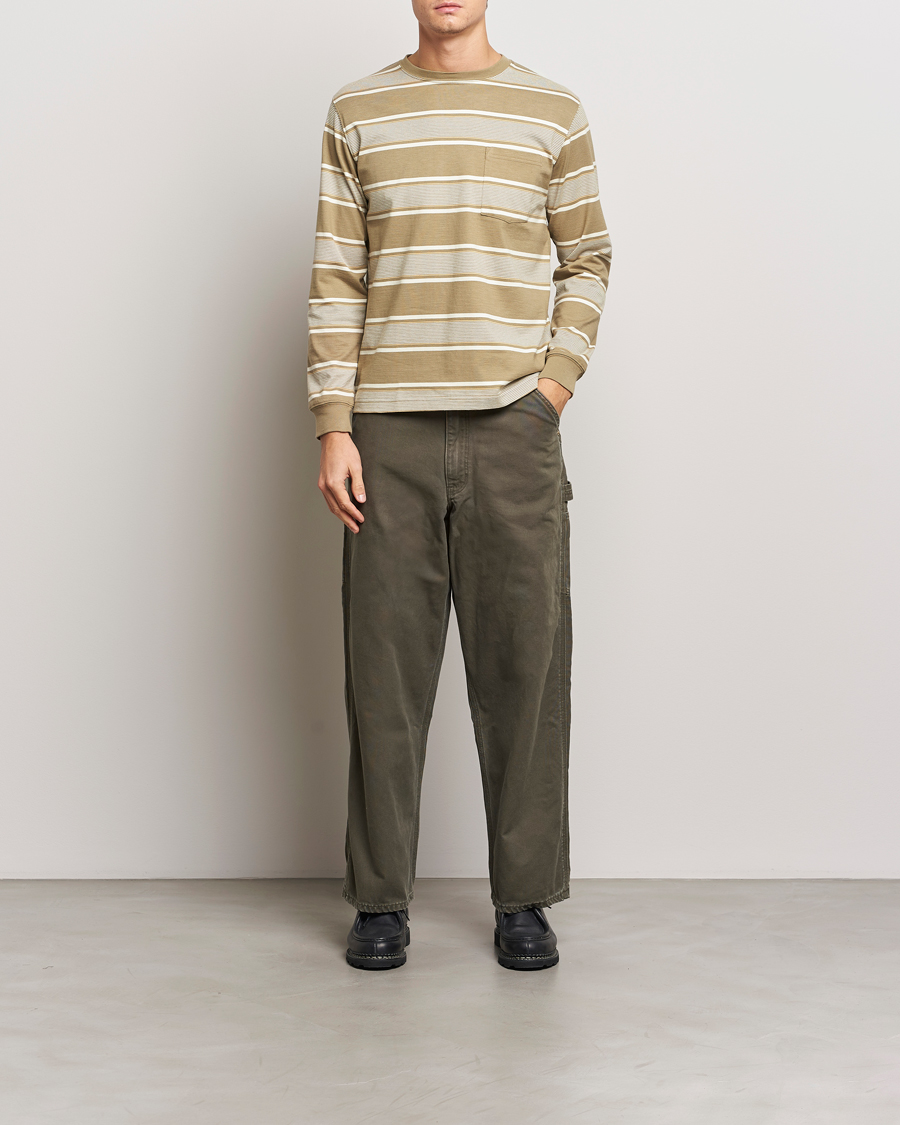 Mies | T-paidat | BEAMS PLUS | Wide Stripe Pocket T-Shirt Olive