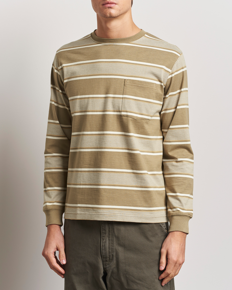 Mies | T-paidat | BEAMS PLUS | Wide Stripe Pocket T-Shirt Olive