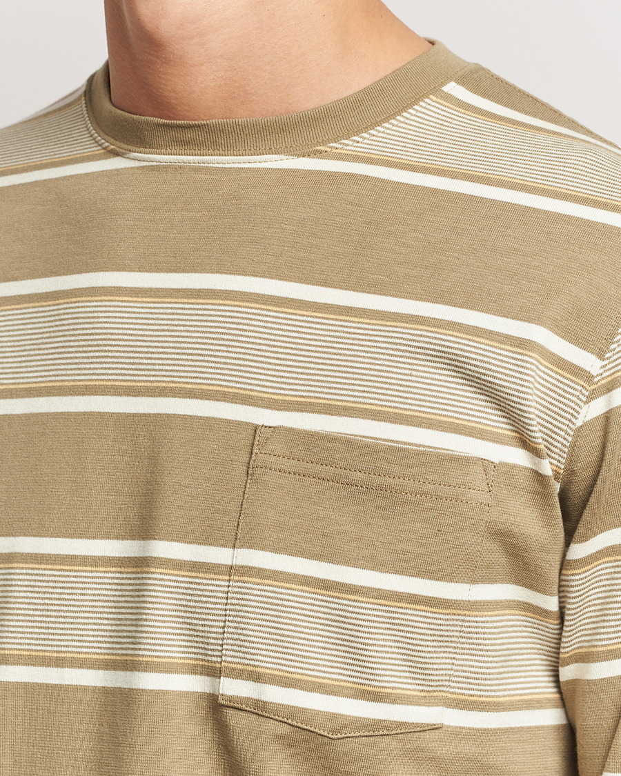 Mies | T-paidat | BEAMS PLUS | Wide Stripe Pocket T-Shirt Olive