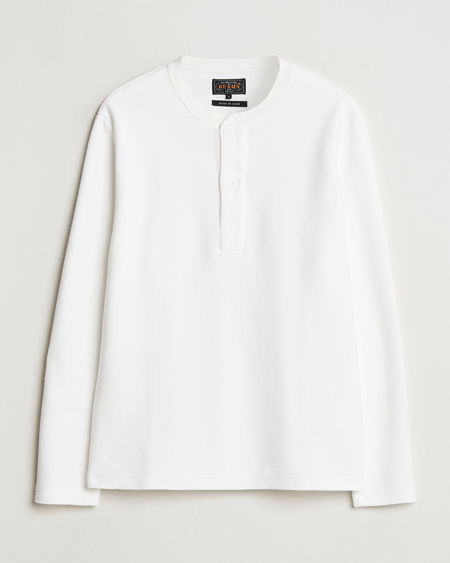 Mies | Puserot | BEAMS PLUS | Waffle Cotton Henley White