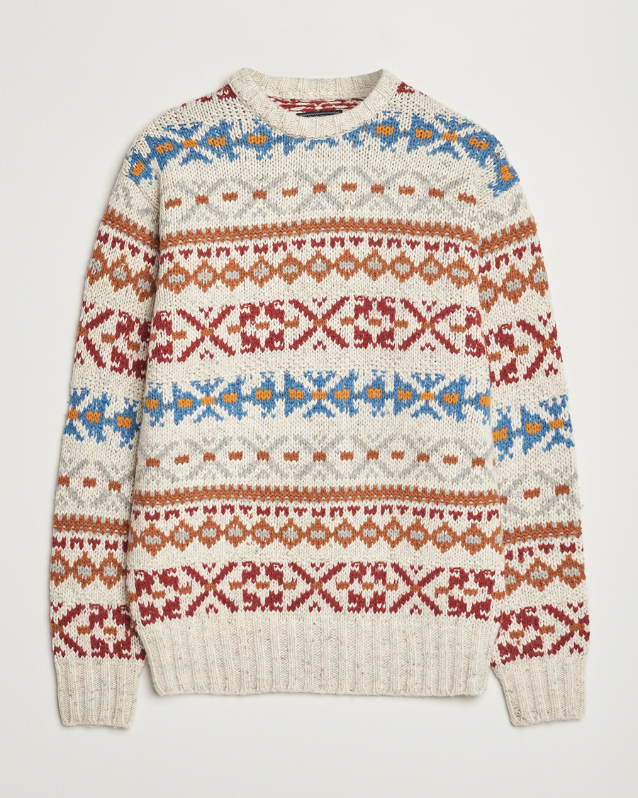 Mies | Puserot | BEAMS PLUS | Fair Isle Crew Neck Sweater Off White