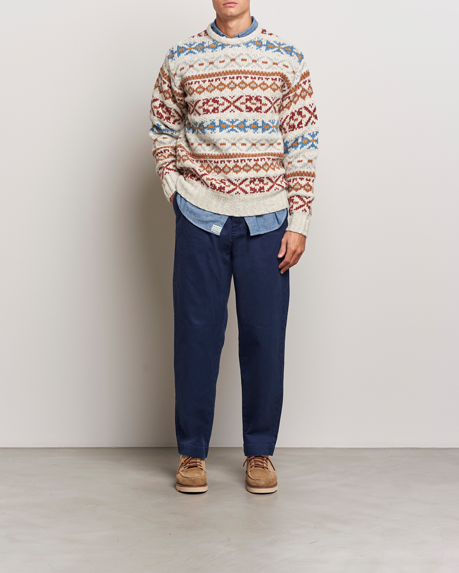 Mies | Puserot | BEAMS PLUS | Fair Isle Crew Neck Sweater Off White