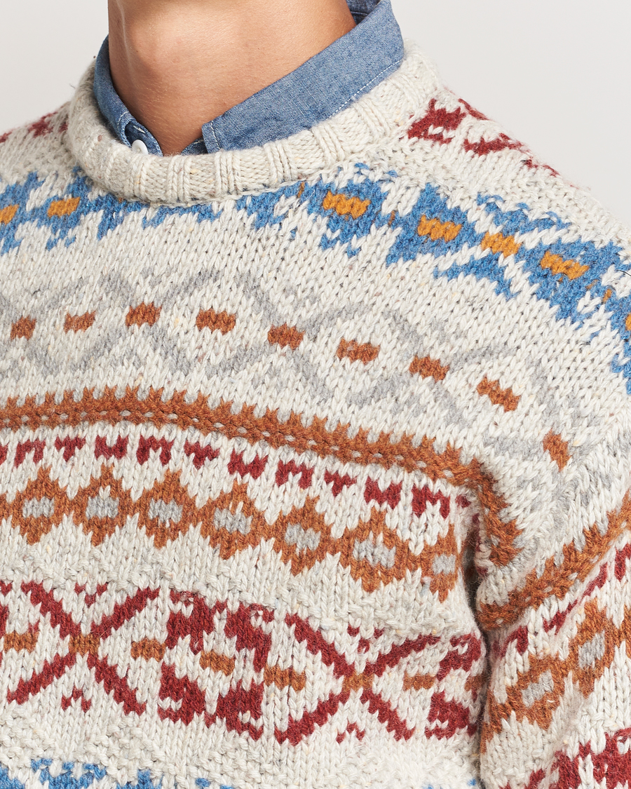 Mies | Puserot | BEAMS PLUS | Fair Isle Crew Neck Sweater Off White