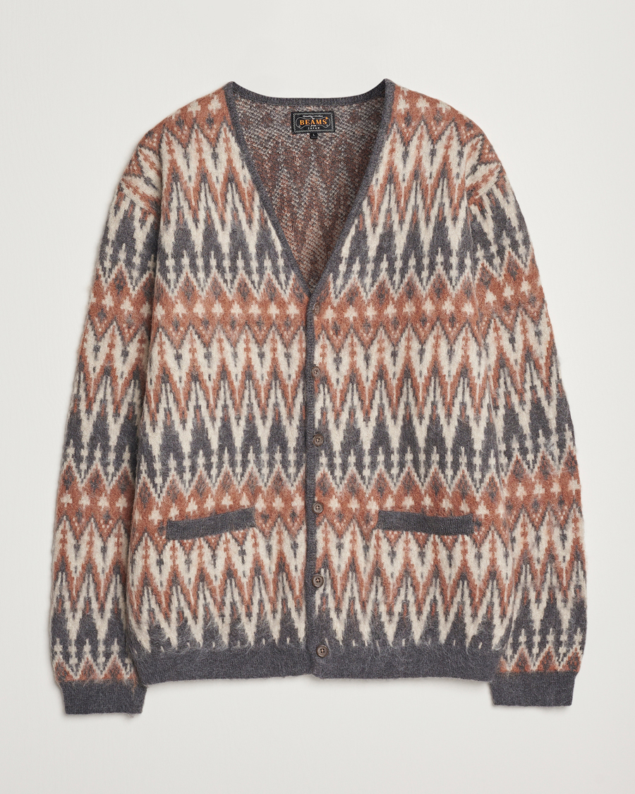 Mies | Puserot | BEAMS PLUS | Chevron Jacquard Cardigan Grey